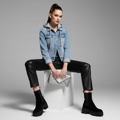 Denim Jacket with Removable Hood | Women's Jacket